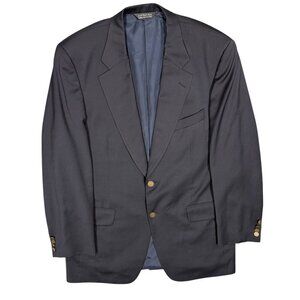 Harry Rosen Samuelsohn Blazer 110's Wool Sport Coat Navy Blue Metal Buttons 42T